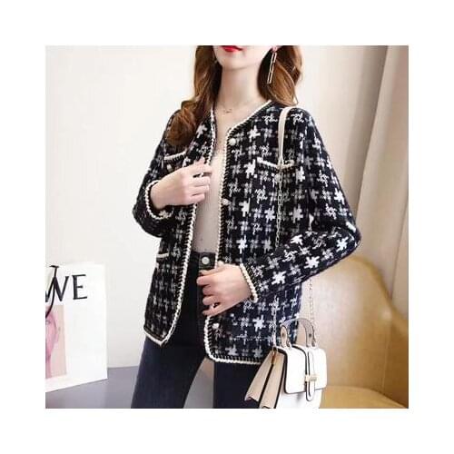 Autumn And Winter Fashion Womens Rules Floral Little Fragrance Knitting Coat Slim Sweater Cardigan New Loose Lady Coat