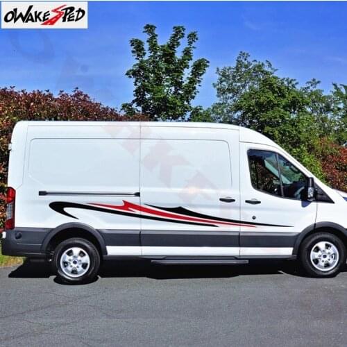 1set Car Body DIY Vinyl Decal Stickers For-Ford Transit SWB LWB MWB Auto Both Side Door Sport Stripes Styling Decor Stickers