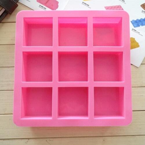1pc Random Color 9 Cavities Square Silicone Durable Ice Cube Tray Maker Cookie Mold DIY Soft Baking Tools