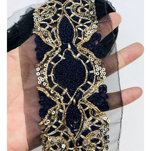 1 Yards Black Lace Embroidery Flower Lace Sequin Sewing for Bags Shoes Craft DIY Apparel Fabrics cosas de navidad