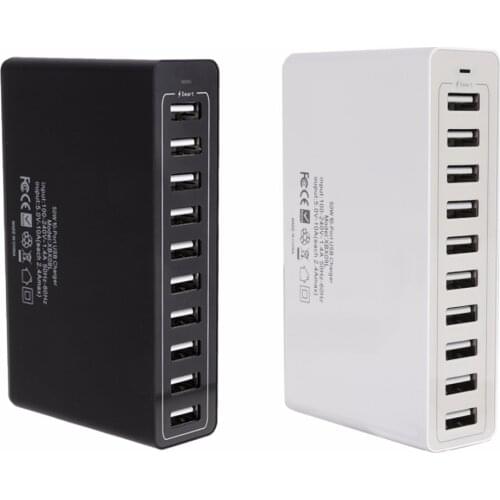 10A 50W 10 Port USB Power Charging Hub PowerPort Multi-Port USB Charger EU US Standard Smart Multi Protect VoltageBoost