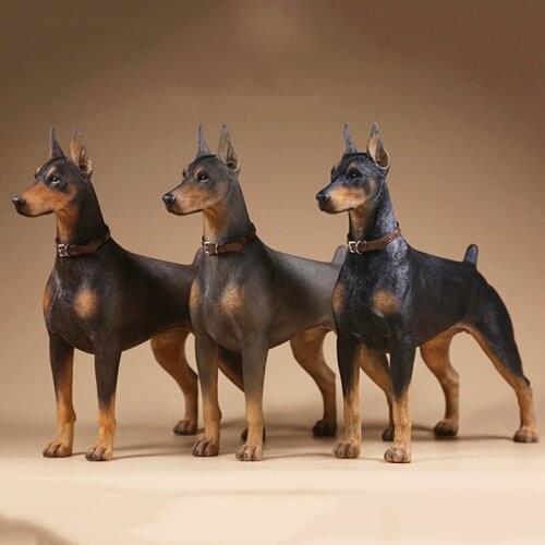 18cm 1/6 Scale Simulation Animal police dog Doberman Pet dog Model Kids Toys Gift Model For 12" Action Figure Scene Decoration