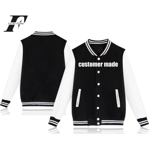 2019 Custom logo baseball jacket bomber jacket Men Women Unisex DIY Logo Design Uniform Sweatshirt Streetwear Customize LF-219ak