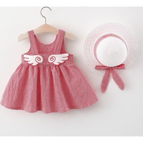 2021 Summer Toddler Princess Girls Dress Print Children Party Dresses for kids baby girl Sea vacation Baby Girl clothes Send hat