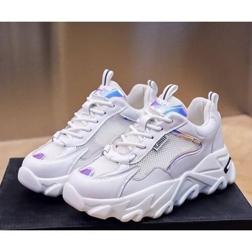 2021 New Womens Shoes With Mesh Surface Breathable Casual Sports Shoes Fashion Running Shoes Women Sneakers 4 cm higher heel