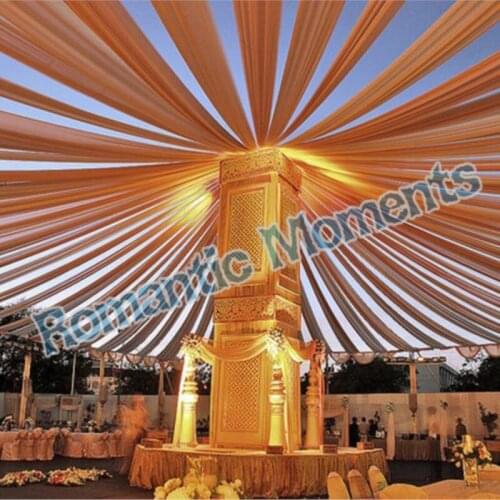 24 pieces Outdoor Banquet Golden Ceiling Drape Canopy Drapery for wedding decoration 0.45m*12m per piece wholesale wdding decor