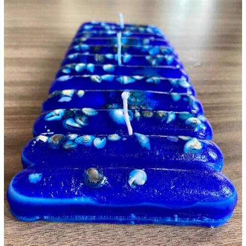 3 Wick Candles Decorated with Real Seashells, Decorative Candle