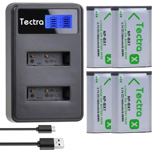 4PCS 1860mAh NPBX1 NP-BX1 Battery for Sony HX300 HX400 HX50 HX60 GWP88 AS15 WX350 DSC RX1 RX100 AS100V M3, NPBX1 Battery Charger