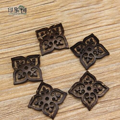 5Pcs/Lot Natural Coconut Shell Sculpture Petal Shape Beads Bracelets Necklace Handmade For DIY Jewelry Components Makings 2801
