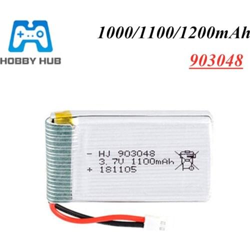 903048 3.7V 1000mAh/1100mAh/1200mAh 20c Lipo Battery For H11D H11C RC Drone Airplanes Li-po 3.7v Battery XH2.54 Plug
