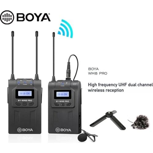 BOYA WM8 Pro-K1K2 UHF Wireless Lavalier Microphone System Audio Video Recorder Receiver for Canon Nikon Sony Camera Professional