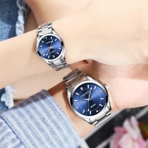 CHENXI Watch Men Couple Watches Simple Business Stainless Steel Wrist Watch For Two Lovers Waterproof Quartz Clock Reloj Hombre