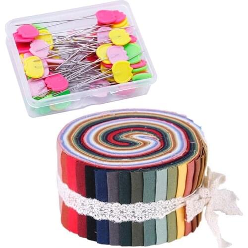 Dailylike 40 Pcs Jelly Roll Fabric, Roll Up Cotton Fabric Quilting Strips, Patchwork Craft Cotton Quilting Fabric+Patchwork Pins