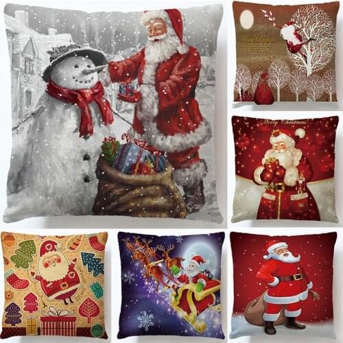 Santa Claus Decorative Pillowcase Christmas Tree Anime Pillow Covers Cushion Home Textile Restaurant Automobile Seat Accessories