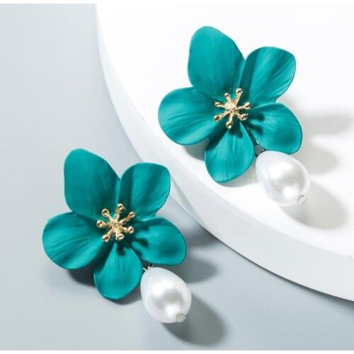 Elegant Black Flower Simulated Pearl drop Earrings Handmade Fashion Jewelry Vintage Earrings for Women jewelry Gift wholesale