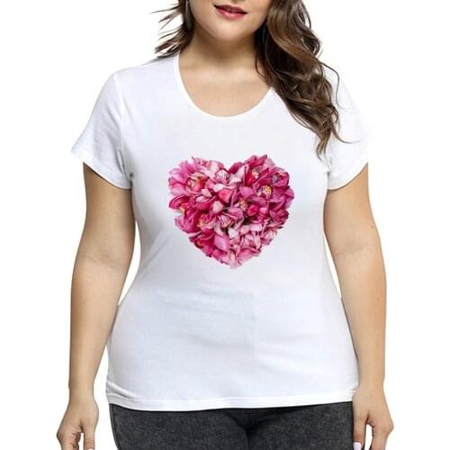 Tshirt Women Cartoon Graphic Love Heart Print Short Sleeve Summer Ladies Clothes Tops Tees Fashion Tee Shirt Femme Plus Size 4Xl