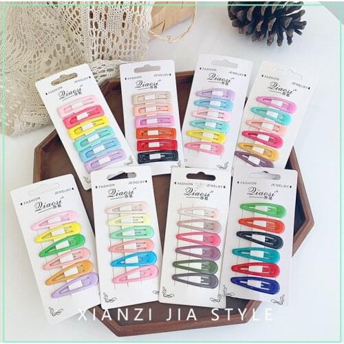 Hairlyah 6PCS/Set Girls Matte Colorful Hairpin Holder Ornament Bangs Barrette Styling Tools Hair Clip Headress Hair Accessories