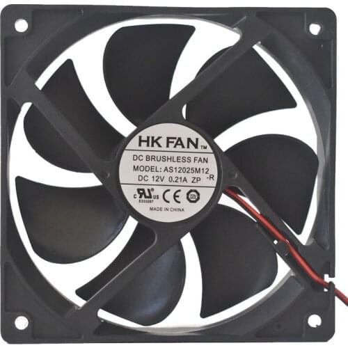 HK FAN AS12025M12 DC 12V 0.21A 120x120x25mm 2-Wire Server Cooling Fan