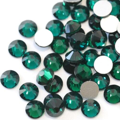 SS3-SS34 Emerald Nail Art Rhinestones Glass Non HotFix Rhinestones Dk.Green Glitter Strass for Nail Art Decoration H0026