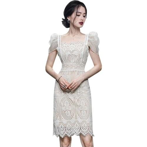Lace tight Dress office one piece korean ladies Summer Sleeveless cabaret party Sexy bodycon formal for women