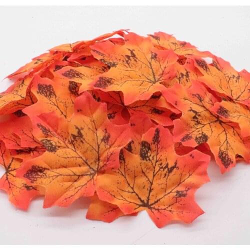 Top Sale Orange/Green/Yellow 50pcs/set Artificial Maple Leaf Garland Silk Autumn Fall Leaves for Wedding Garden Decor