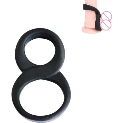 Male Silicone 2 Rings Penis Rings Cage Sleeves Scrotum dildo Restraint Ring Physical Delay Ejaculation Erotic Sex Toys For Men