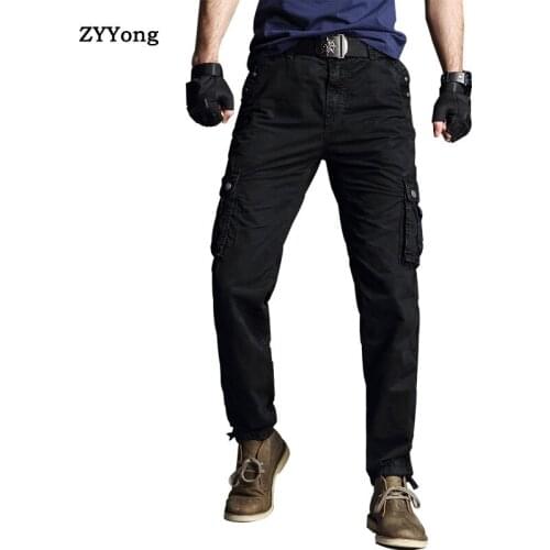 2020 New Cotton Cargo Pants Men Army Military Pants Male Casual Many Pockets Work Black Cargo Trousers 4 Colors Plus Size 29-40