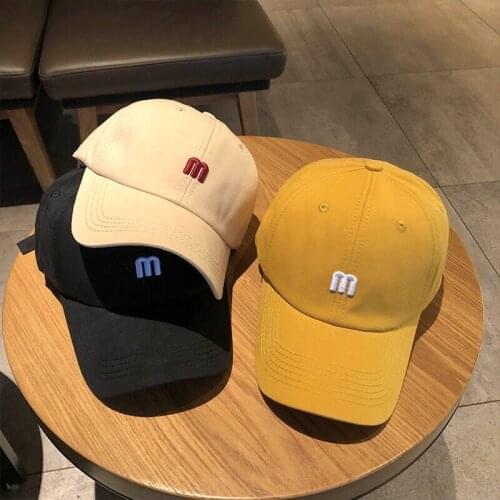 In the summer of 2021 new ins hat female fashion contracted M letters embroidery baseball cap male han edition cap joker curved