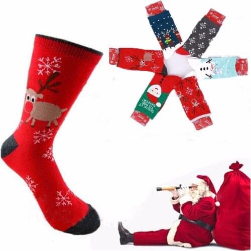 New Autumn Winter New Year Christmas Santa Claus Elk In Snow Gift Socks Long Sock Socks Cotton Women Men Size