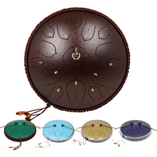 NEW Steel Tongue Drum 14 Inch 15 Tone Ethereal Drum Handheld Tank Drum Percussion Instrument Yoga Meditation Beginner Music Gift