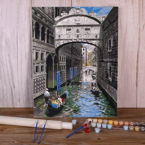 Scenery Street Landscape Paint By Numbers Set Acrylic Paints 40*50 Paiting By Numbers Home Decor For Wholesale