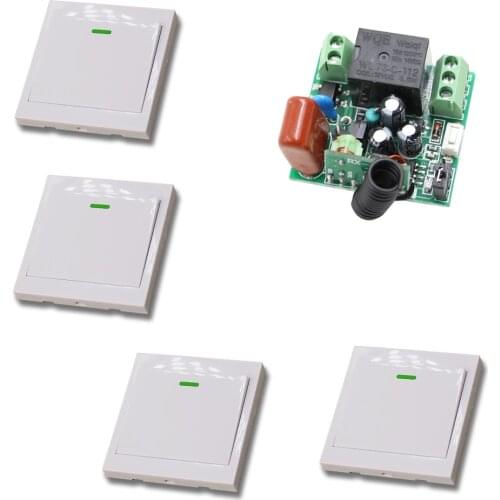 AC 220V 10A Wireless Remote Control Switch 1CH Relay Receiver Module Wall Transmitter Radio Light Switch Fixed Code 315/433Mhz