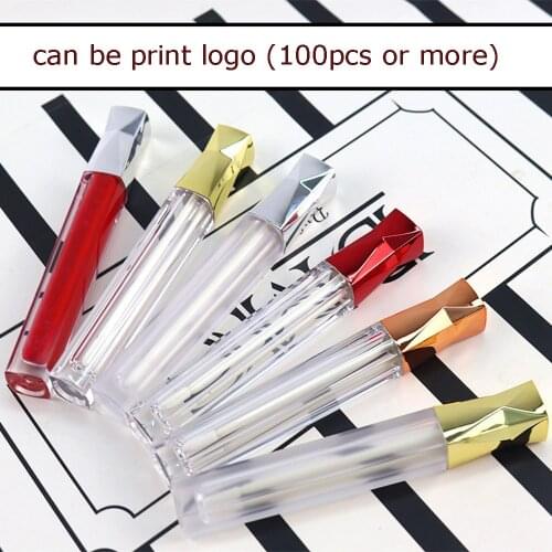 50pcs 5ml empty Lip Glaze Tubes Triangle cover transparent frosted bottle Long shape eye shadow lip gloss liquid lipstick tubes