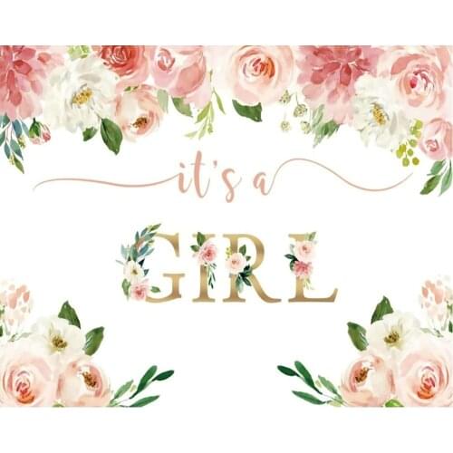 Pink Flower Plant Girl Baby Shower Party Backdrop Birthday Room Decor Photo Booth Studio Prop