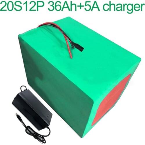 With 5A charger 72V 36Ah 20S12P 18650 Li-ion Battery electric two Three wheeled motorcycle bicycle ebike 246*200*140mm
