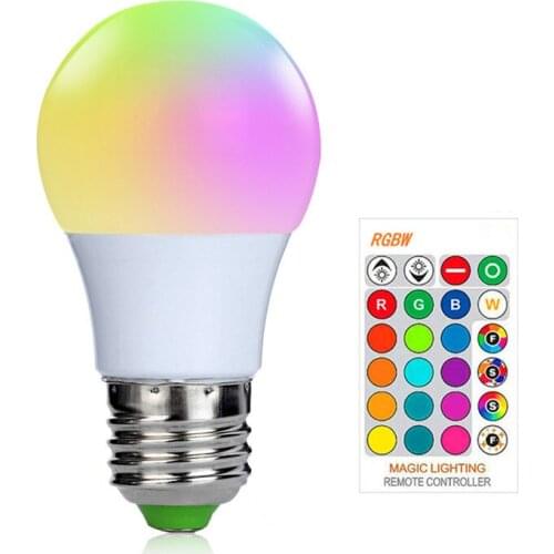 1pc A50 RGBW E27 3W LED Smart Bulbs SMD5050 Dimmable Bulb with Remote-Controlled Lampada Ampoule Bombilla Lamp 110V 220V