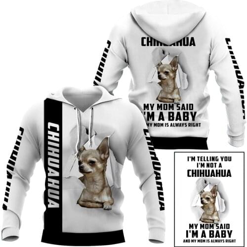 Funny Chihuahua 3D Printed Hoodies Fashion Pullover Men For Women Animal Sweatshirts Sweater Cosplay Costumes