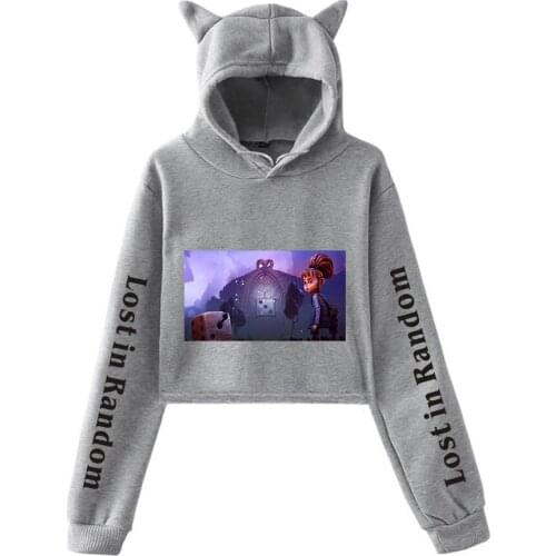 Lost in Random Spring Kawaii cat ear cotton hoodie casual all-match pullover loose hoody and comfortable short sexy hoodie tops