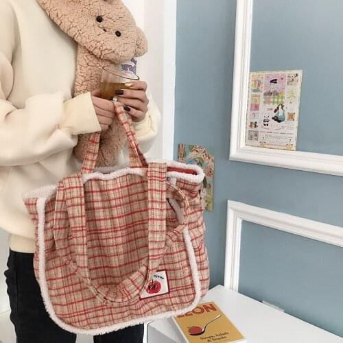 Vintage Bag Womens New Style Autumn And Winter-Lambs Wool Versitile Fashion Simple Large Capacity One-Shoulder Handbag