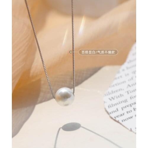 S925 Silver Pearl Pendant Necklace Single Pearl Necklace Minor Collarbone Chain Women Simple Boutique Gift