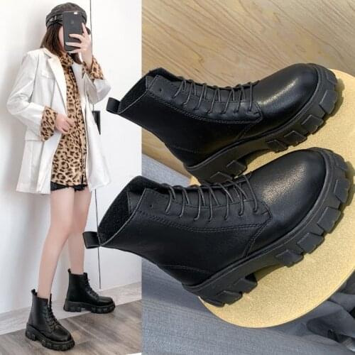 Ankle Round Toe Women Boots Winter Warm Lace-Up Boots Boots Square Heel Zipper Middle Heels Ladies Fashion Black Brown Boot