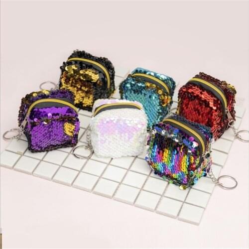 New Fashion Hot Sale Women Kids Sequins Coin Purse Wallet Girl Zipper Clutch Coin Earphone Package Handbag Purse Bags Pouch