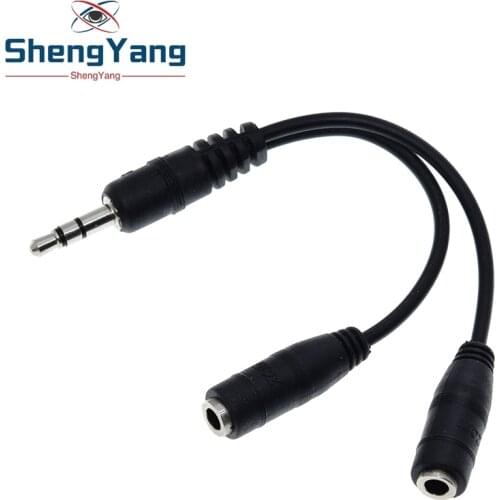 1pcs black 3.5mm 1 in 2 couples audio line Earbud Headset Headphone Earphone Splitter For pad Phone Android Mobile MP3 MP4