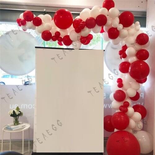 121Pcs Red White Balloons Garland Arch Kit For Kid 1St Happy Birthday Pull Flag Round Paper Fan Baby Shower Decoration Supplies