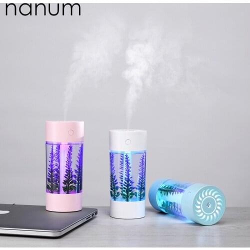 New 3 in 1 Lavender Humidifier Mini Ultrasonic Car Fogger Led Night Light USB Fan Essential Oil Aroma Diffuser Air freshener