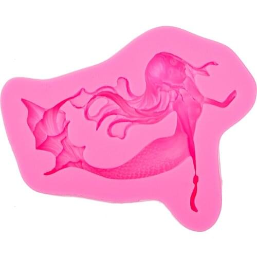 3D Cartoon Mermaid girl fondant silicone decoration mold DIY Cake Decorating Tools Baking mould F0518