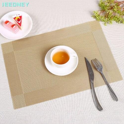6 PCS Anti-skid And Heat-insulation PVC Placemat For Dining Table Non-slip Table Mat Kitchen Accessories Textilene Gold Yellow