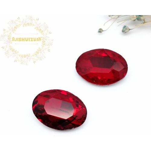 Mobile Accessories Red Oval shape Crystal Glass Sewing Rhinestones Pointback DIY Wedding Dress and Bag