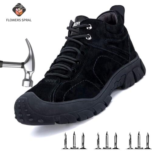 Mens Winter Safety Shoes Warm Waterproof And Safety Work Shoes Breathable Anti-Smashing And Anti-Piercing Steel-Toed Boots
