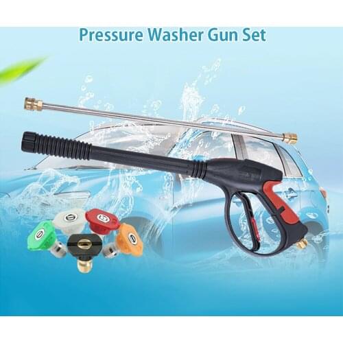 Pressure Washer Gun Power Washer Gun with 21 Inch Extension Wand, 5 Nozzle Tips, M22-14mm Fitting, 4000 PSI